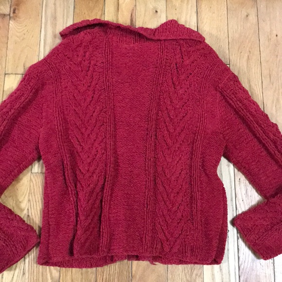 J Jill Handknit Red Chenille Button Front Sweater - Picture 5 of 5